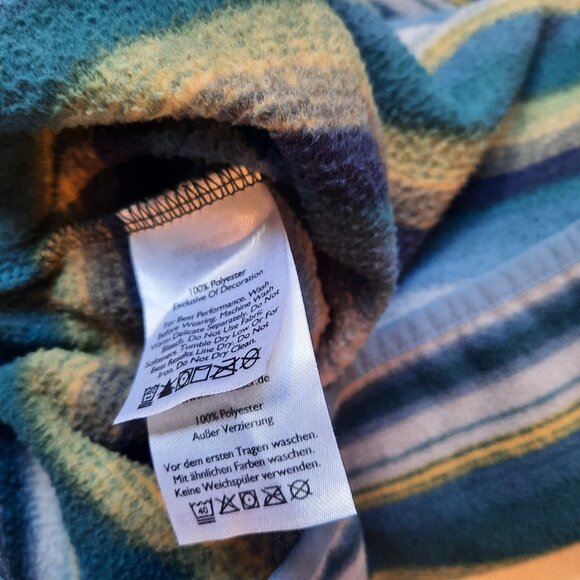Eddie‎ Bauer Fleece Mens Small Blue Striped Snap Up Sweatshirt Southwest Hiking - Picture 6 of 9